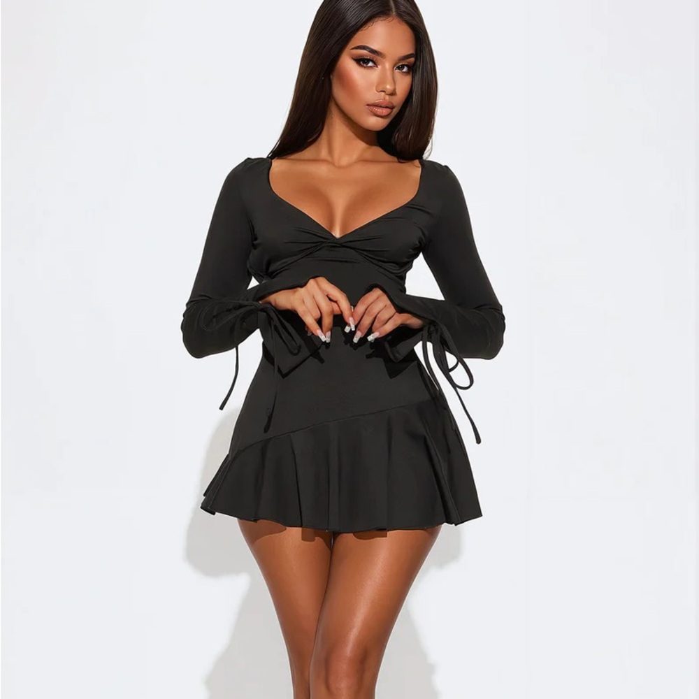 So Perfect Sculpt Ruffle Mini Dress - Black